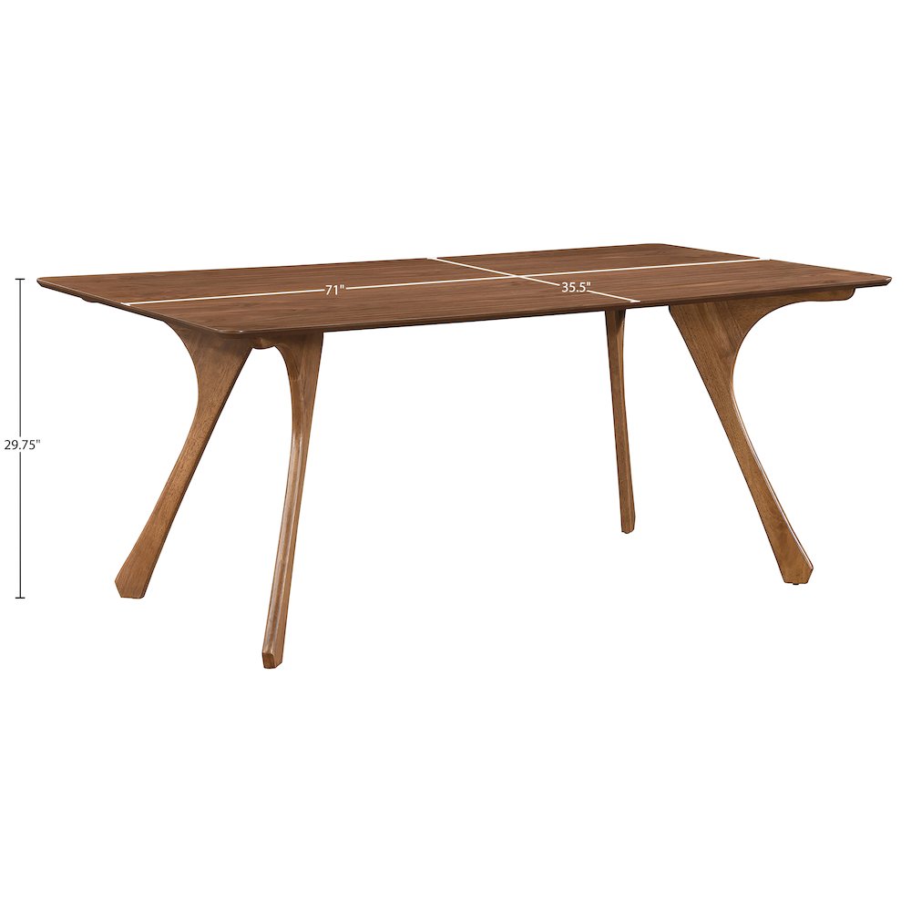 Glenwood 71" Brown Solid Wood And Walnut Veneer Dining Table. Picture 7