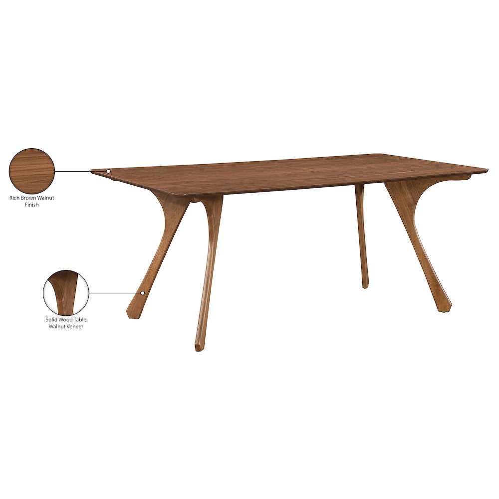 Glenwood 71" Brown Solid Wood And Walnut Veneer Dining Table. Picture 8