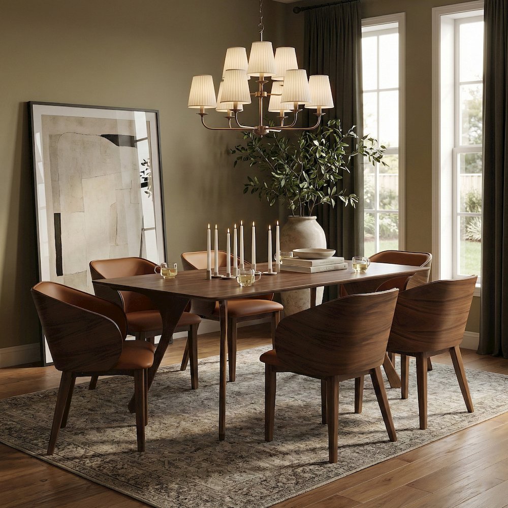Glenwood 71" Brown Solid Wood And Walnut Veneer Dining Table. Picture 2