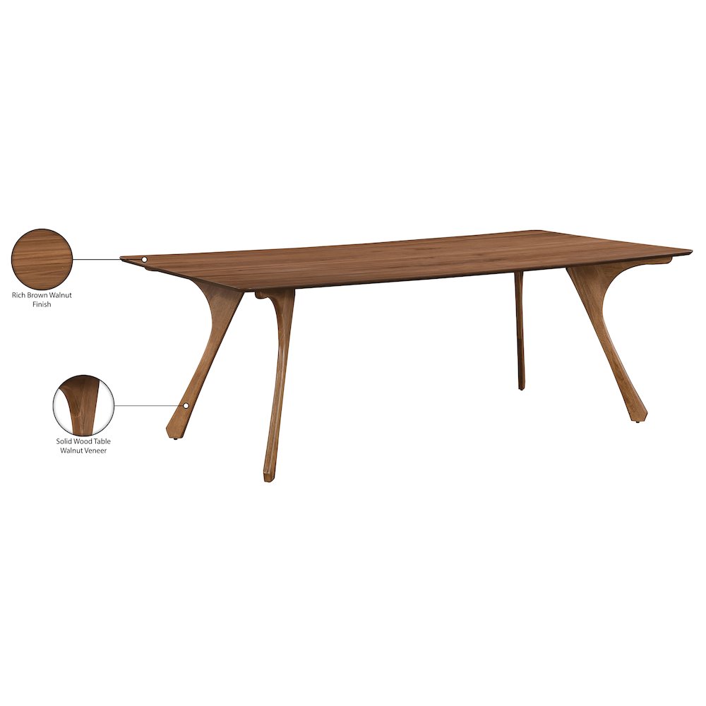 Glenwood 86.75" Brown Solid Wood And Walnut Veneer Dining Table. Picture 8