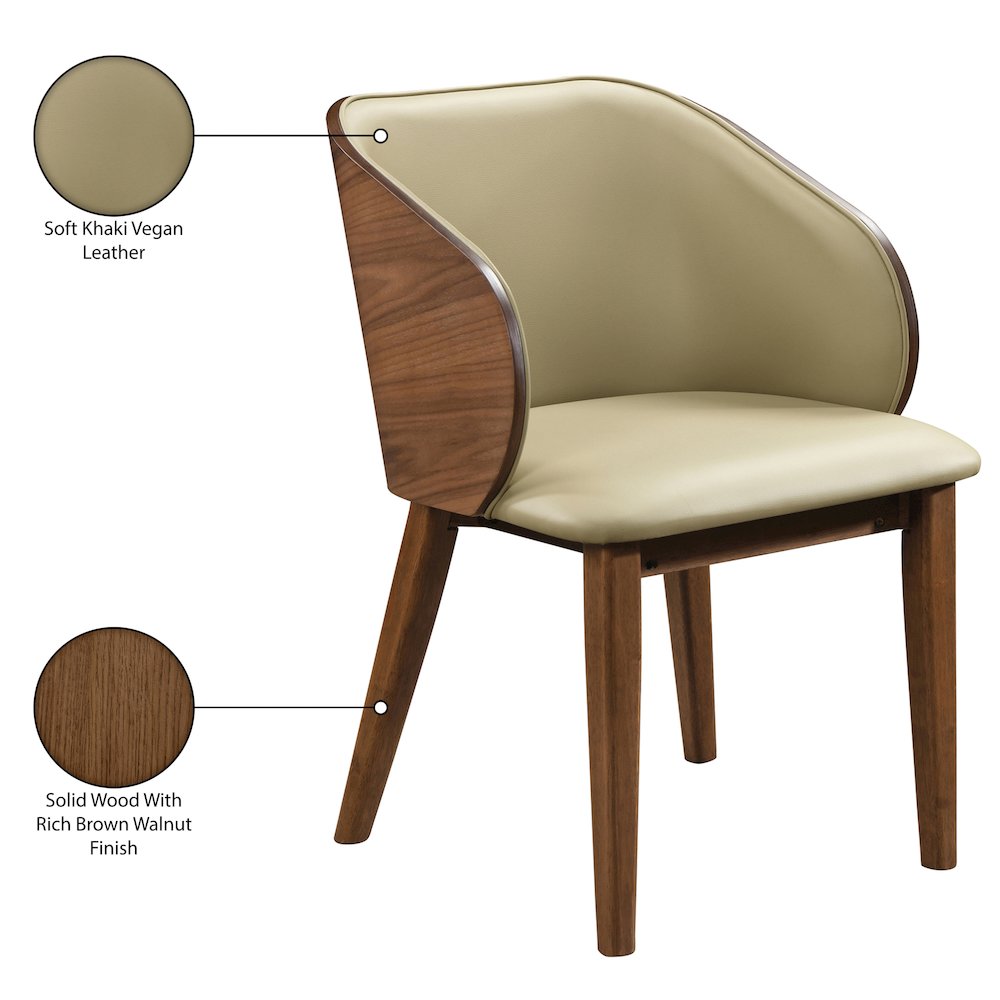 Glenwood Khaki Vegan Leather Upholstered Dining Chair, Set of 2. Picture 13