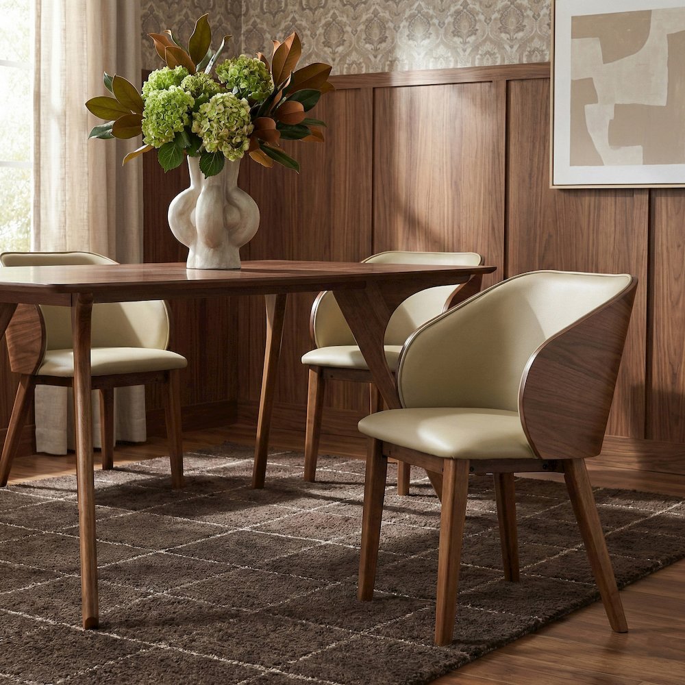 Glenwood Khaki Vegan Leather Upholstered Dining Chair, Set of 2. Picture 2
