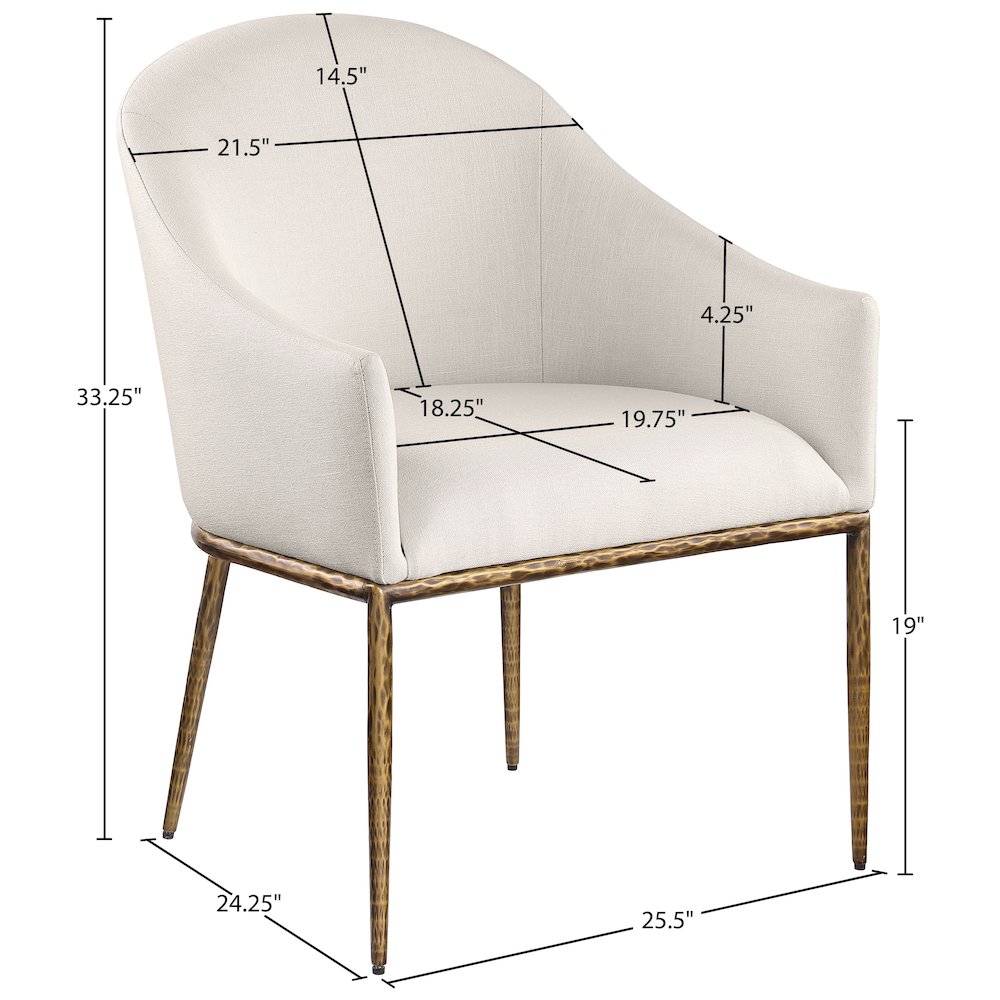 Ferro Beige Linen Textured Performance Fabric Upholstered Dining Arm Chair. Picture 7