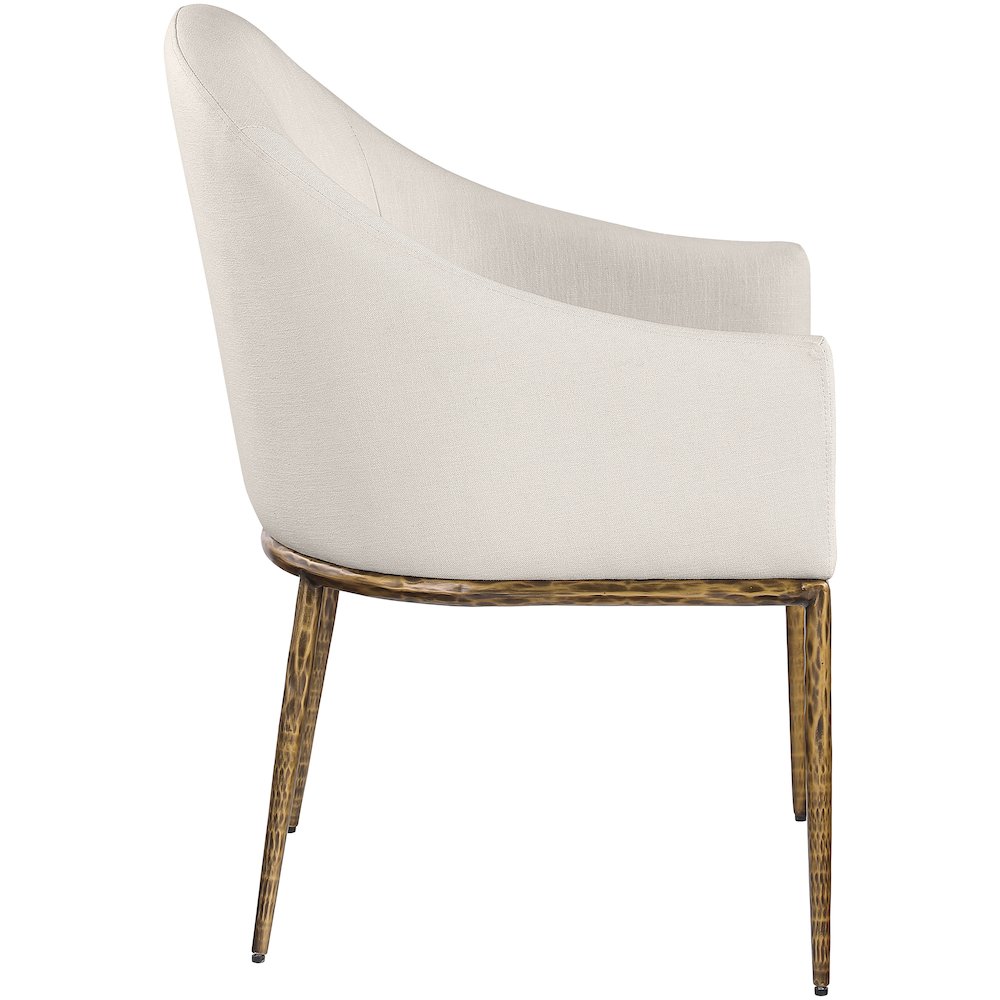 Ferro Beige Linen Textured Performance Fabric Upholstered Dining Arm Chair. Picture 4