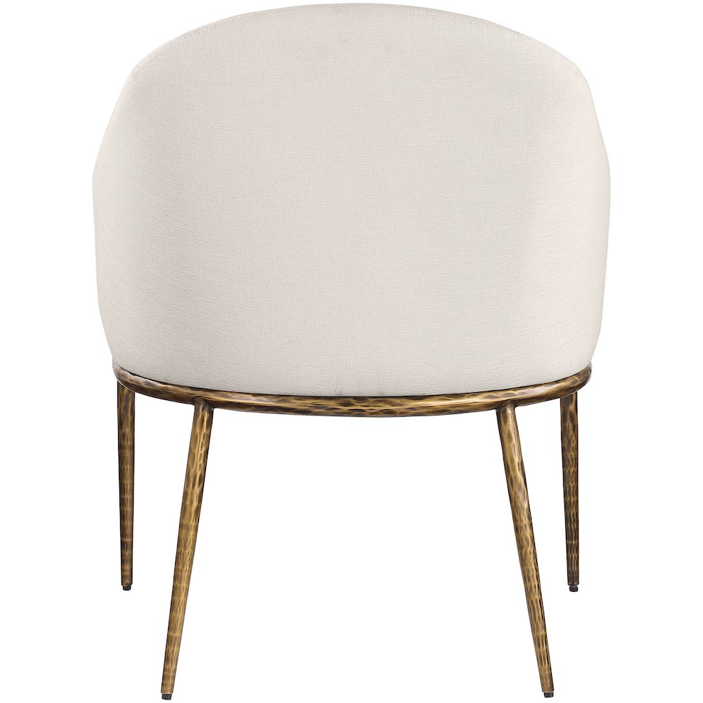 Ferro Beige Linen Textured Performance Fabric Upholstered Dining Arm Chair. Picture 5