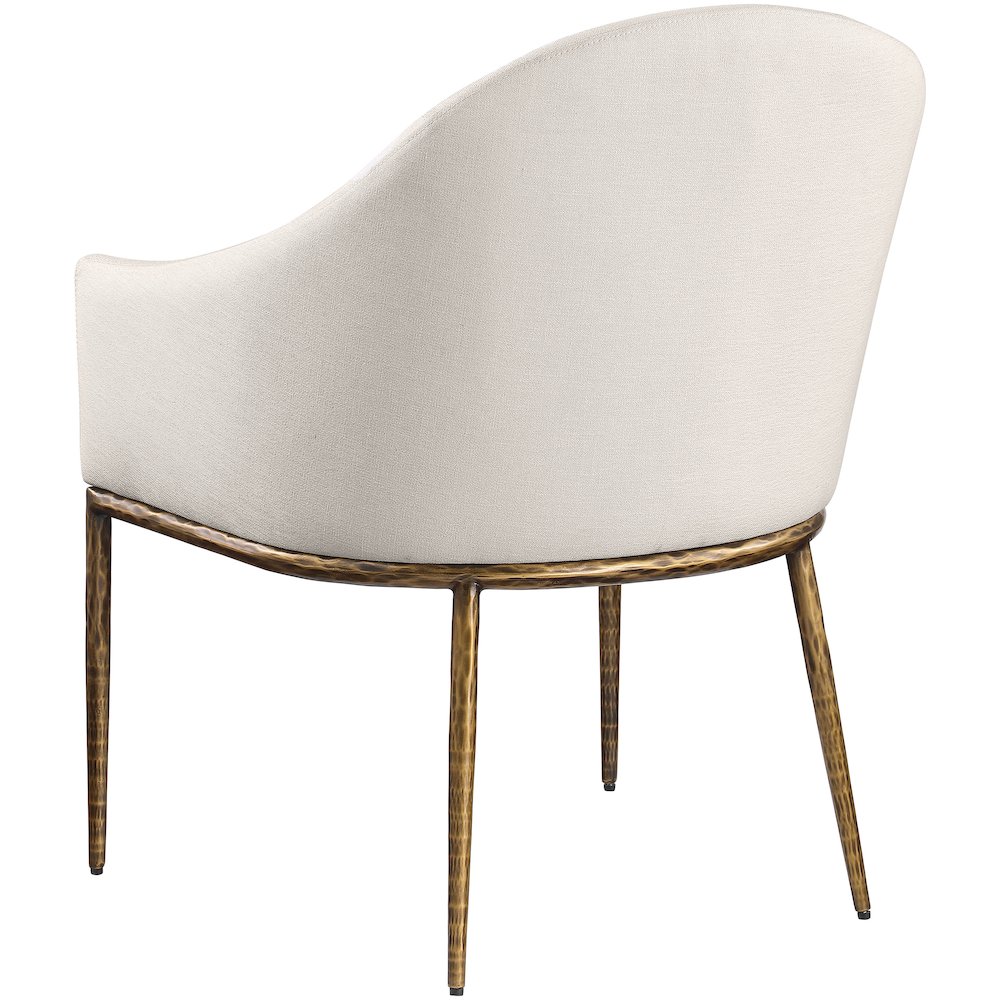 Ferro Beige Linen Textured Performance Fabric Upholstered Dining Arm Chair. Picture 6