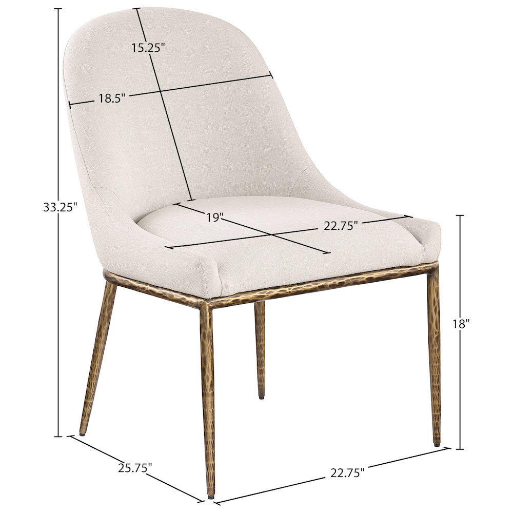 Ferro Beige Linen Textured Performance Fabric Upholstered Dining Side Chair. Picture 7