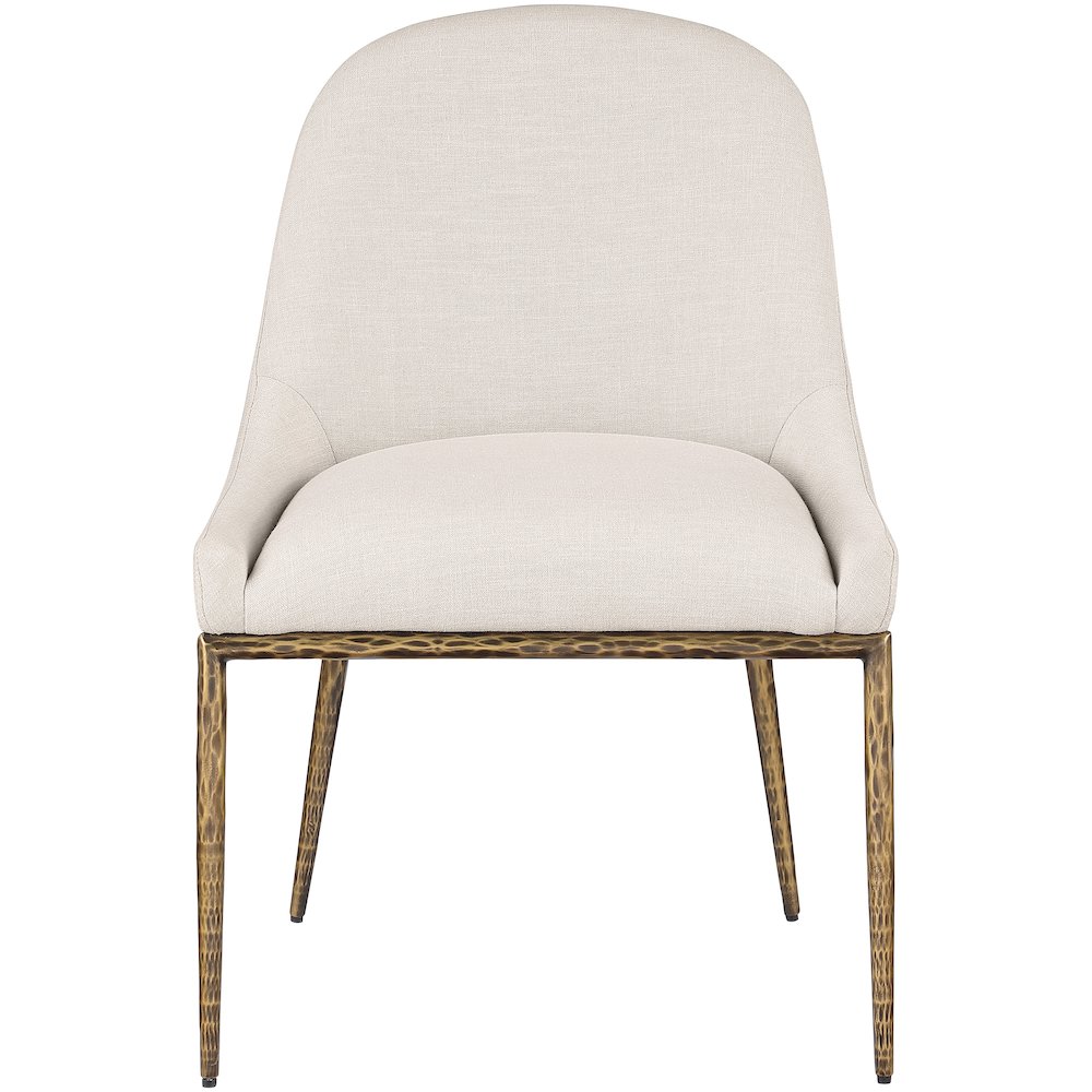 Ferro Beige Linen Textured Performance Fabric Upholstered Dining Side Chair. Picture 3