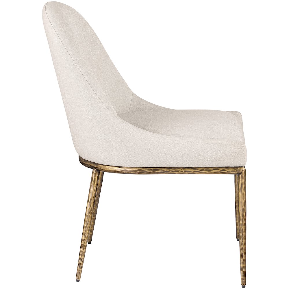 Ferro Beige Linen Textured Performance Fabric Upholstered Dining Side Chair. Picture 4