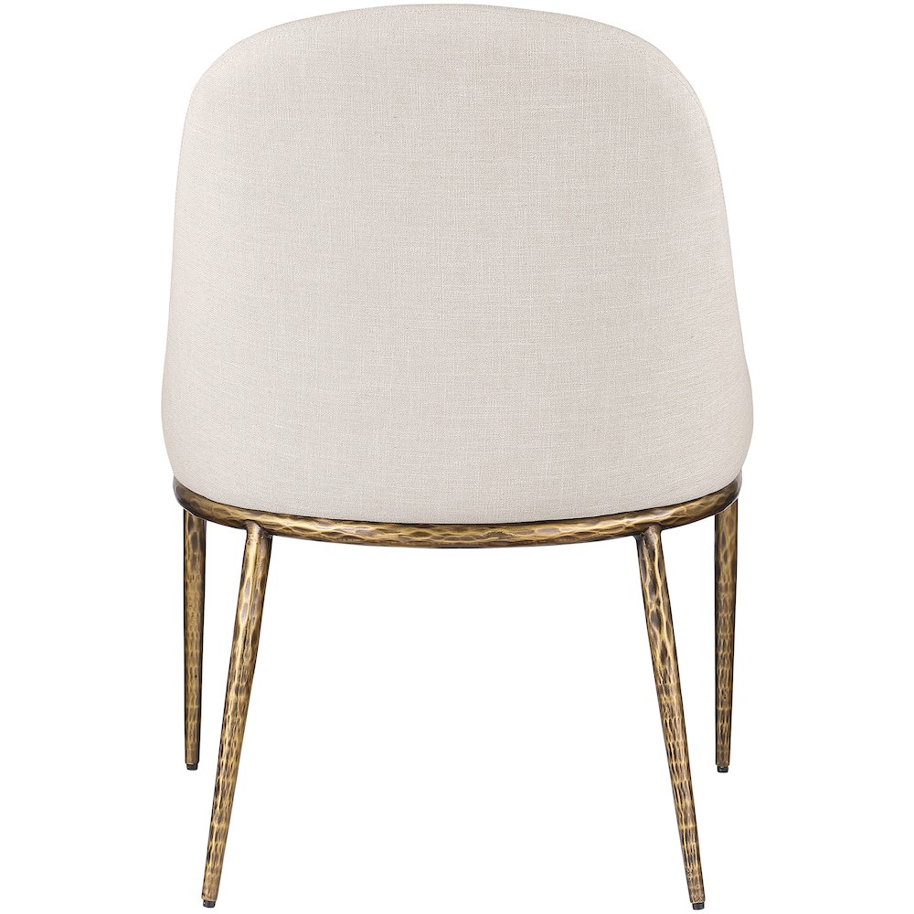 Ferro Beige Linen Textured Performance Fabric Upholstered Dining Side Chair. Picture 5