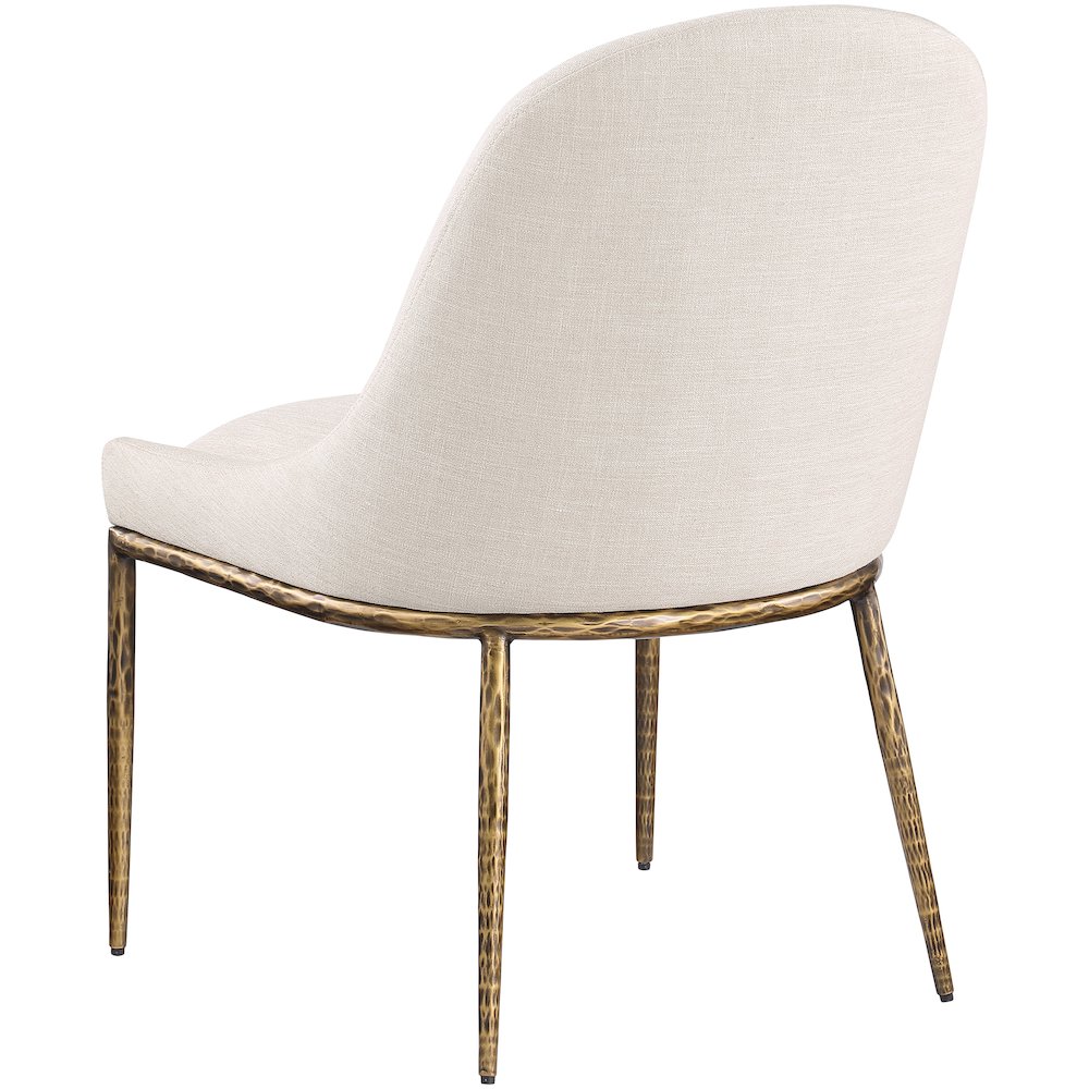 Ferro Beige Linen Textured Performance Fabric Upholstered Dining Side Chair. Picture 6