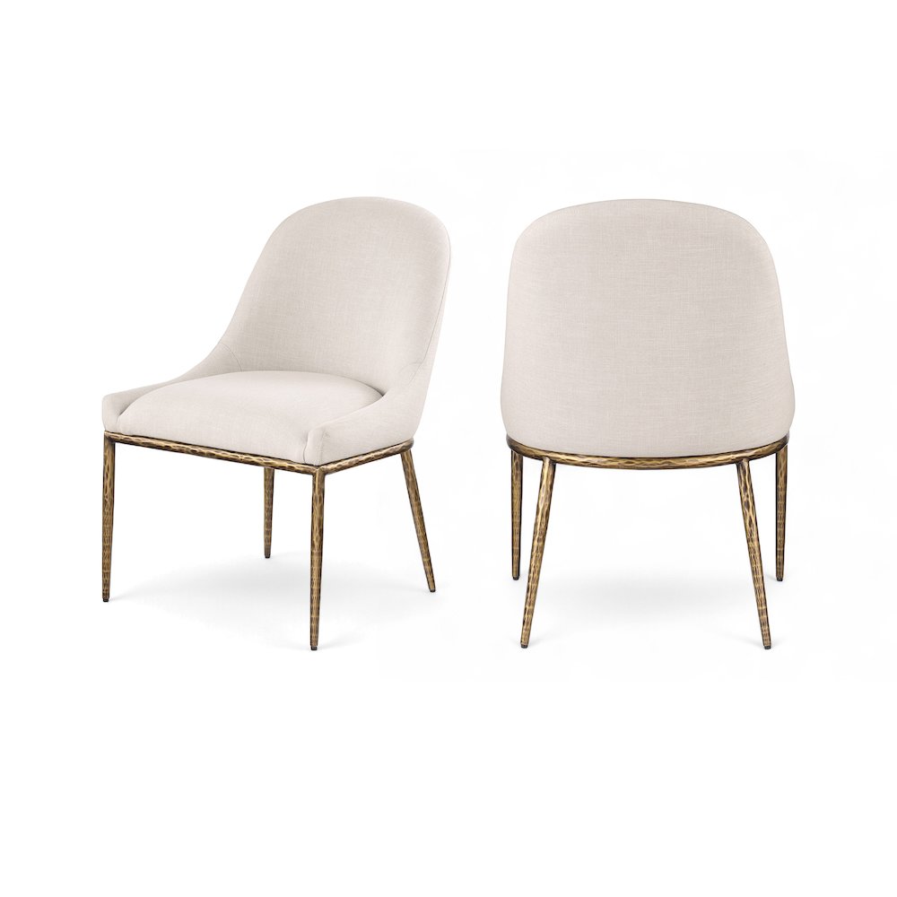 Ferro Beige Linen Textured Performance Fabric Upholstered Dining Side Chair. Picture 9