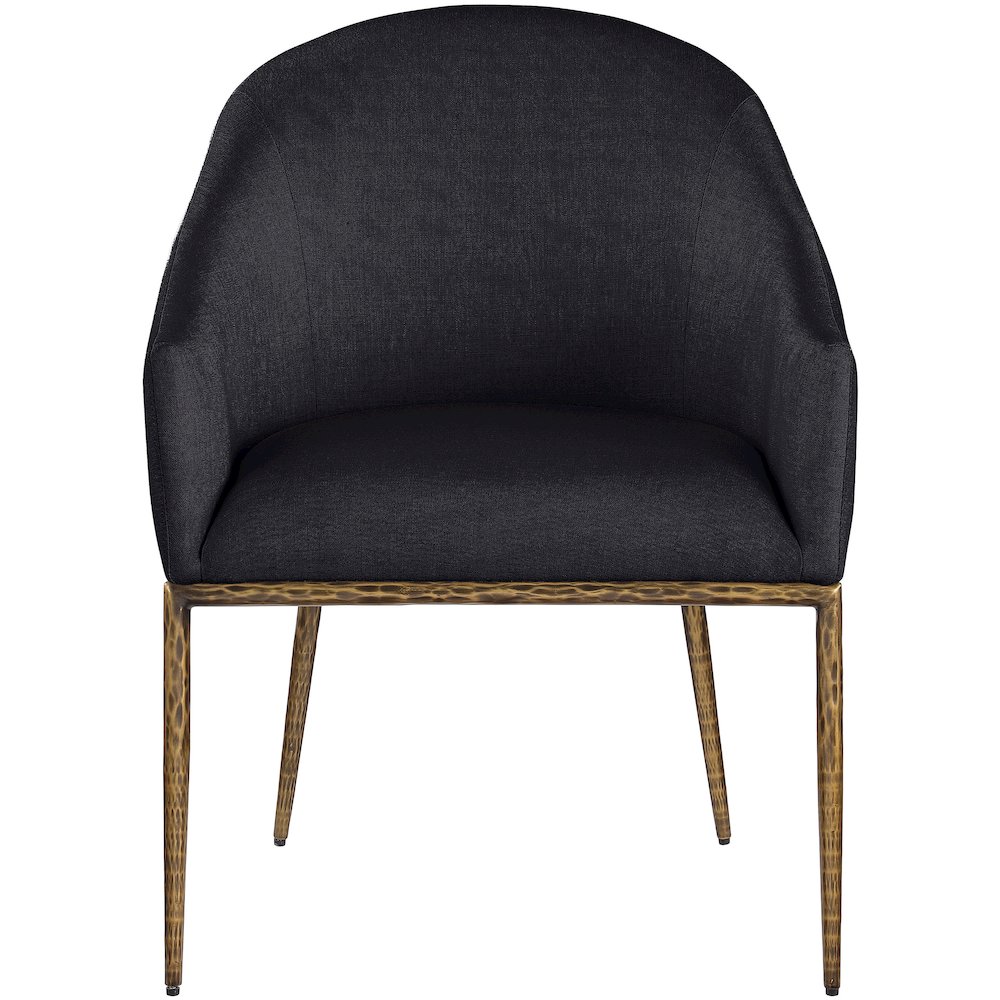 Ferro Black Linen Textured Performance Fabric Upholstered Dining Arm Chair. Picture 3