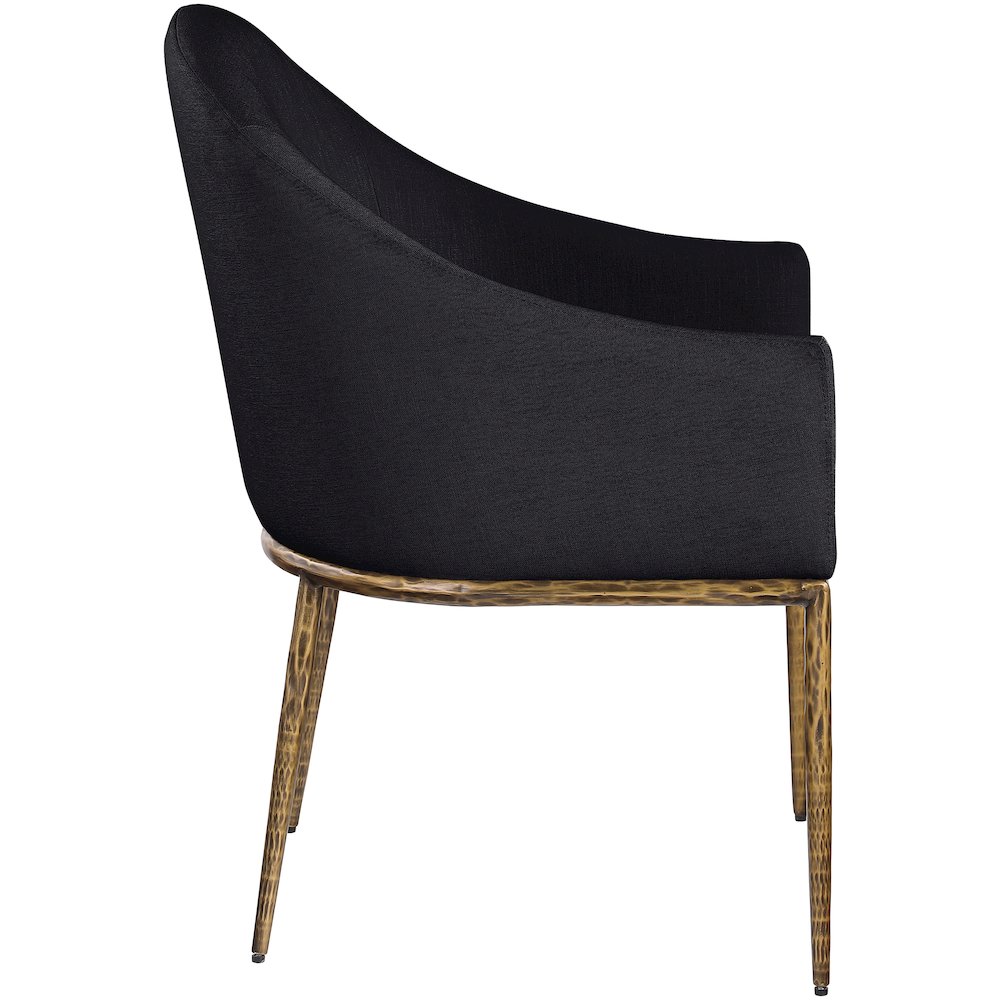 Ferro Black Linen Textured Performance Fabric Upholstered Dining Arm Chair. Picture 4
