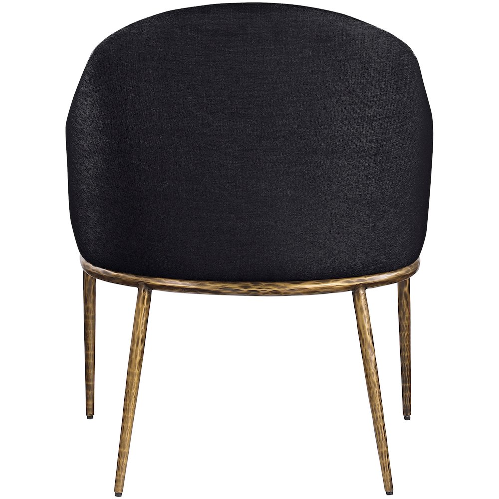 Ferro Black Linen Textured Performance Fabric Upholstered Dining Arm Chair. Picture 5