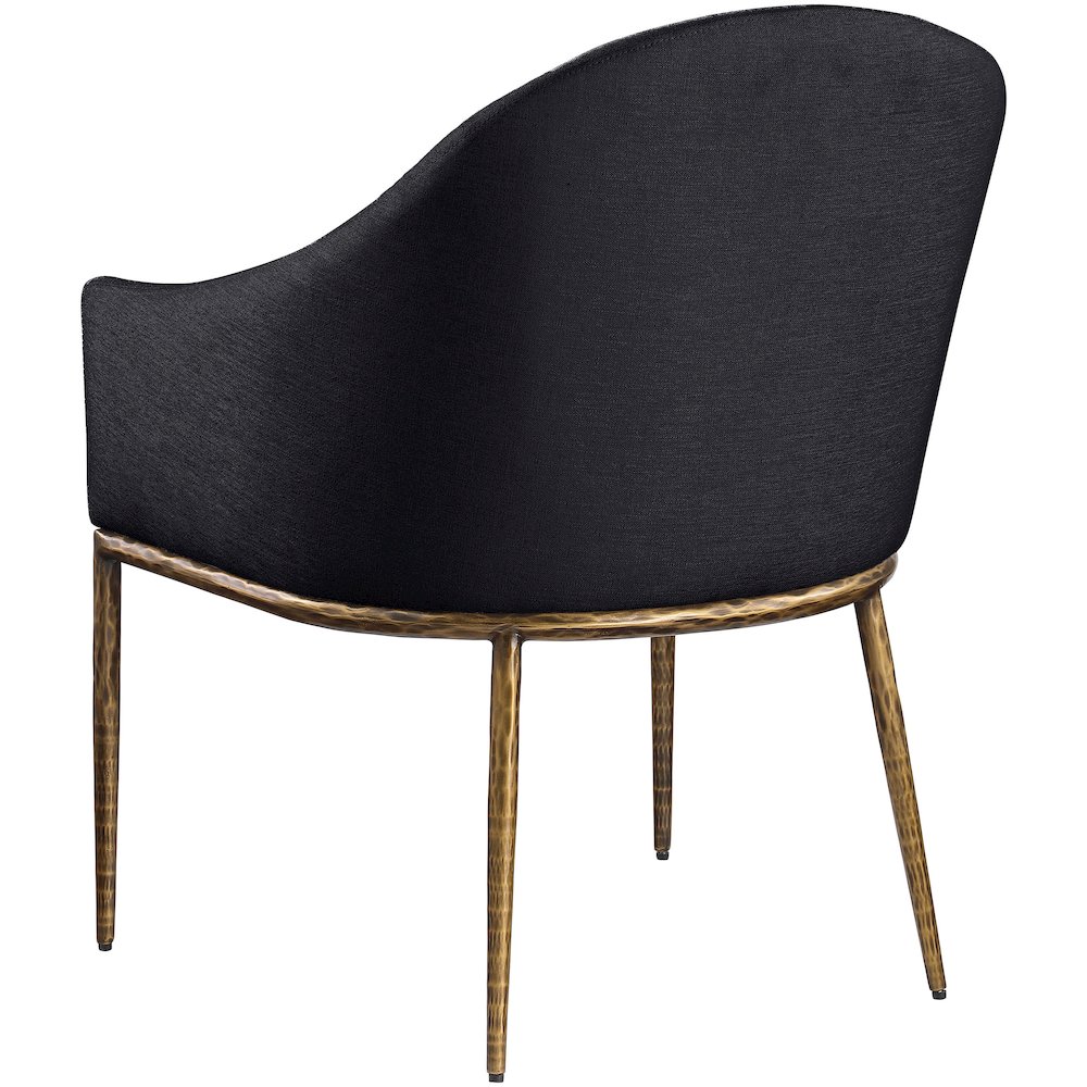 Ferro Black Linen Textured Performance Fabric Upholstered Dining Arm Chair. Picture 6