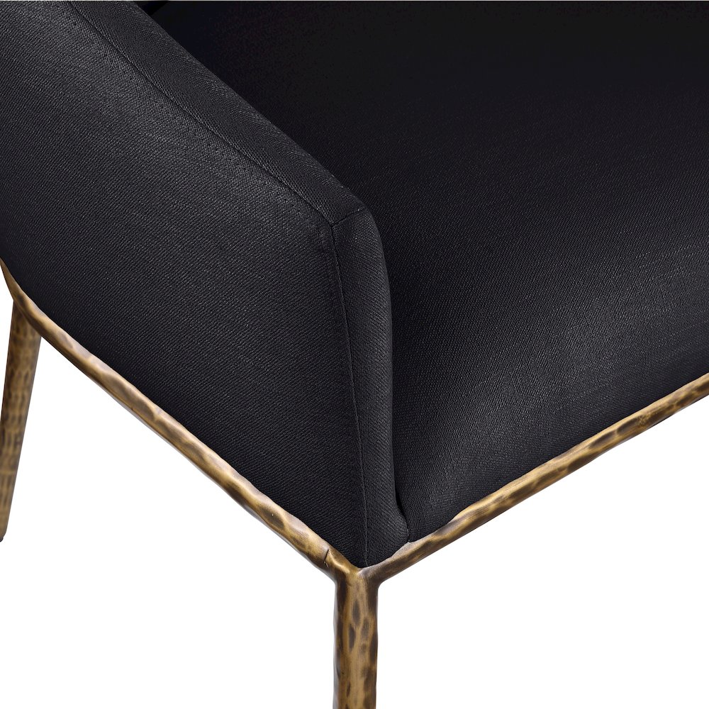 Ferro Black Linen Textured Performance Fabric Upholstered Dining Arm Chair. Picture 7
