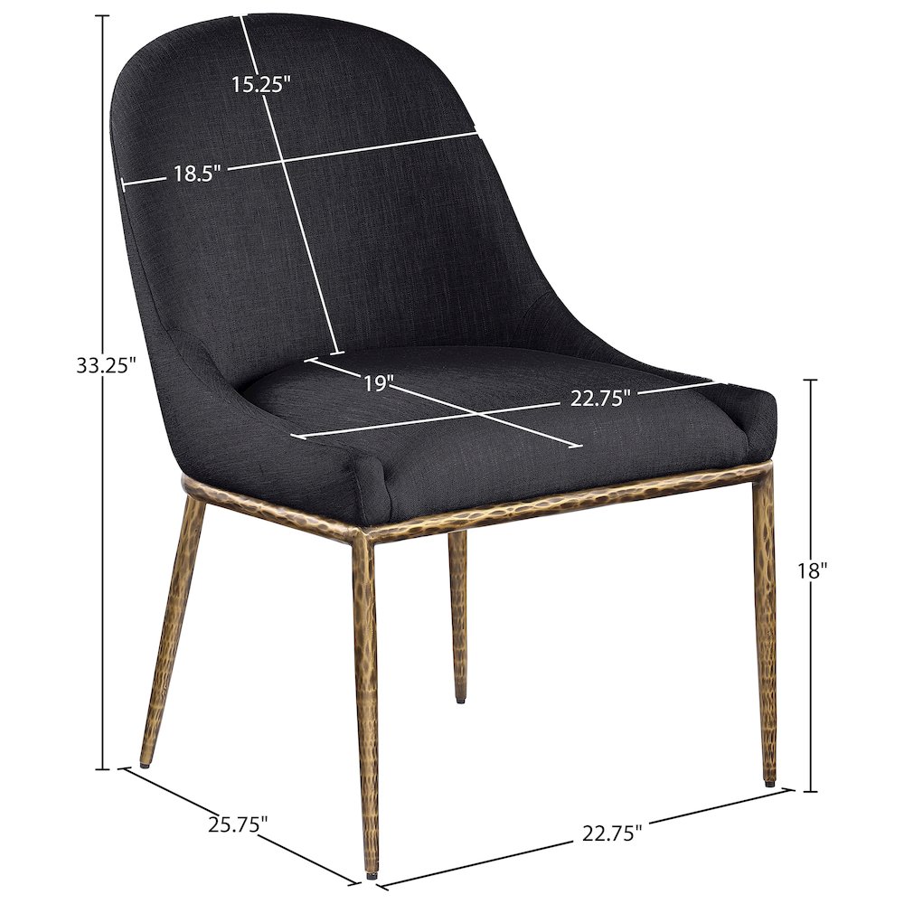 Ferro Black Linen Textured Performance Fabric Upholstered Dining Side Chair. Picture 8
