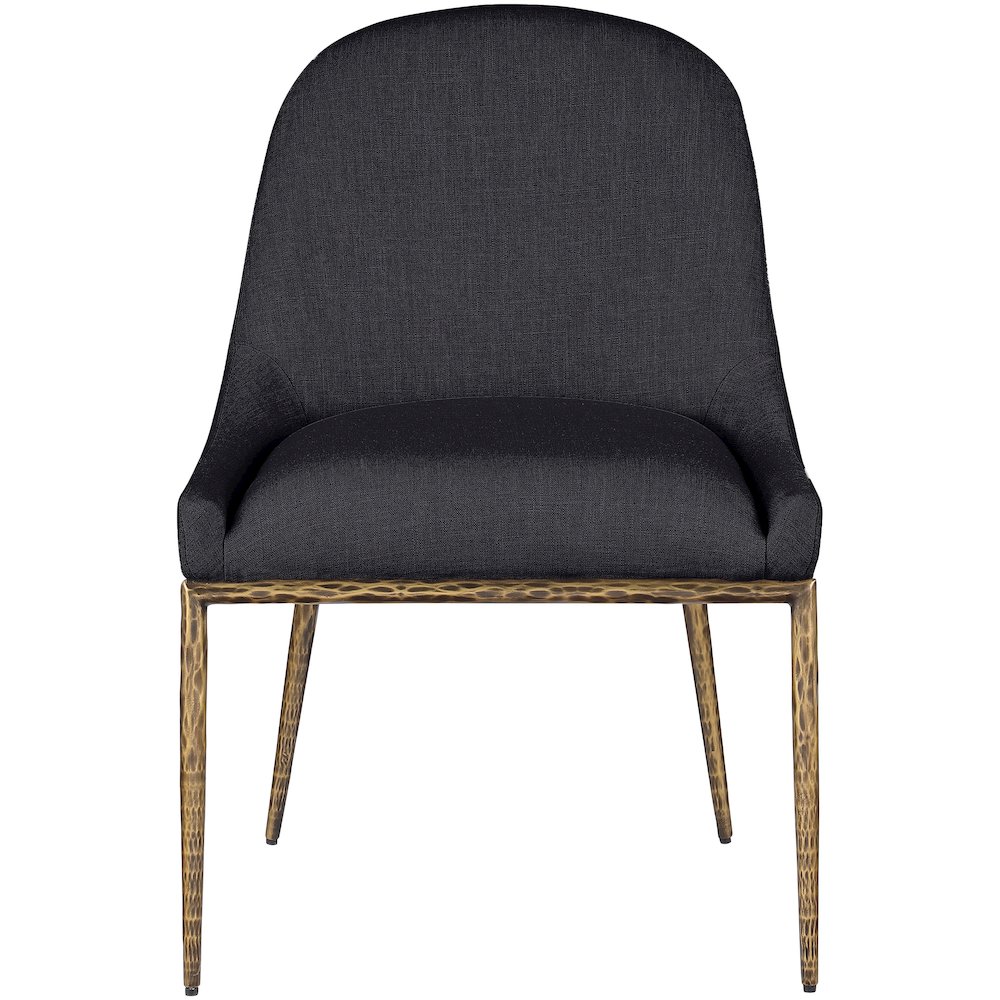 Ferro Black Linen Textured Performance Fabric Upholstered Dining Side Chair. Picture 3