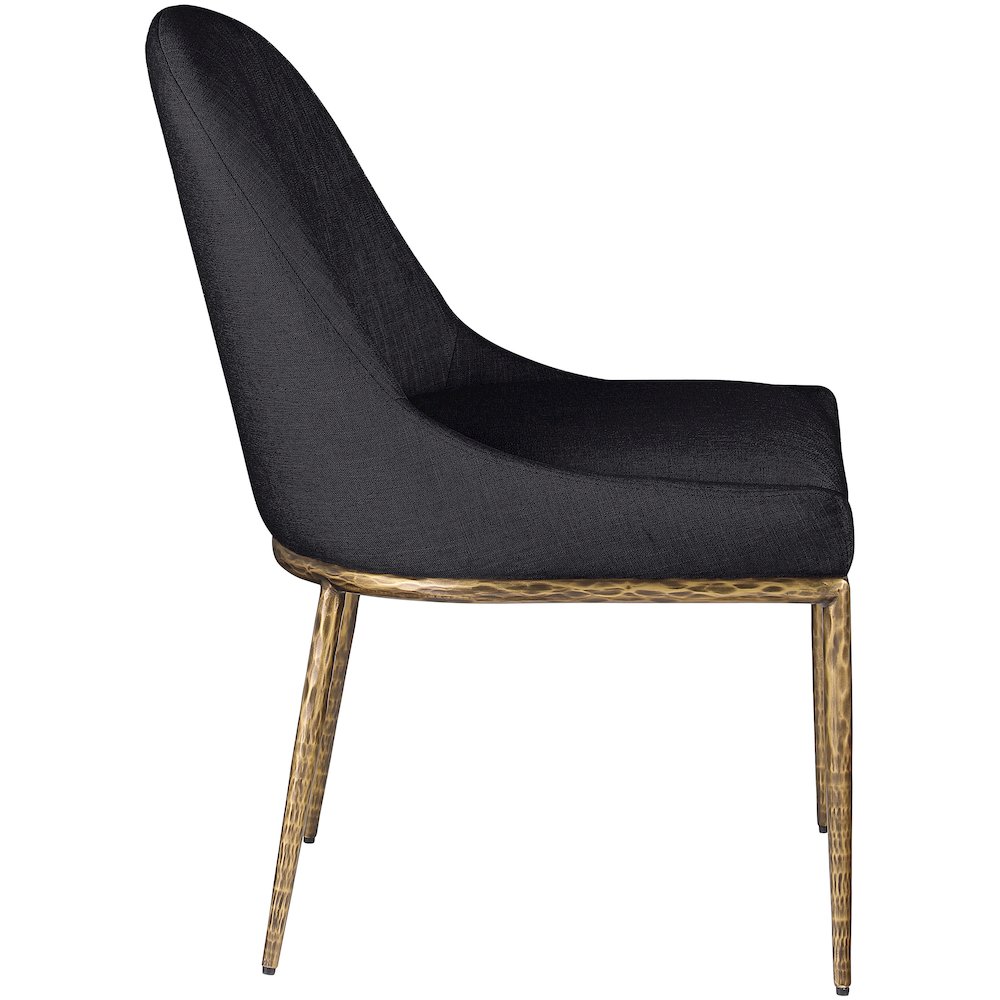 Ferro Black Linen Textured Performance Fabric Upholstered Dining Side Chair. Picture 4