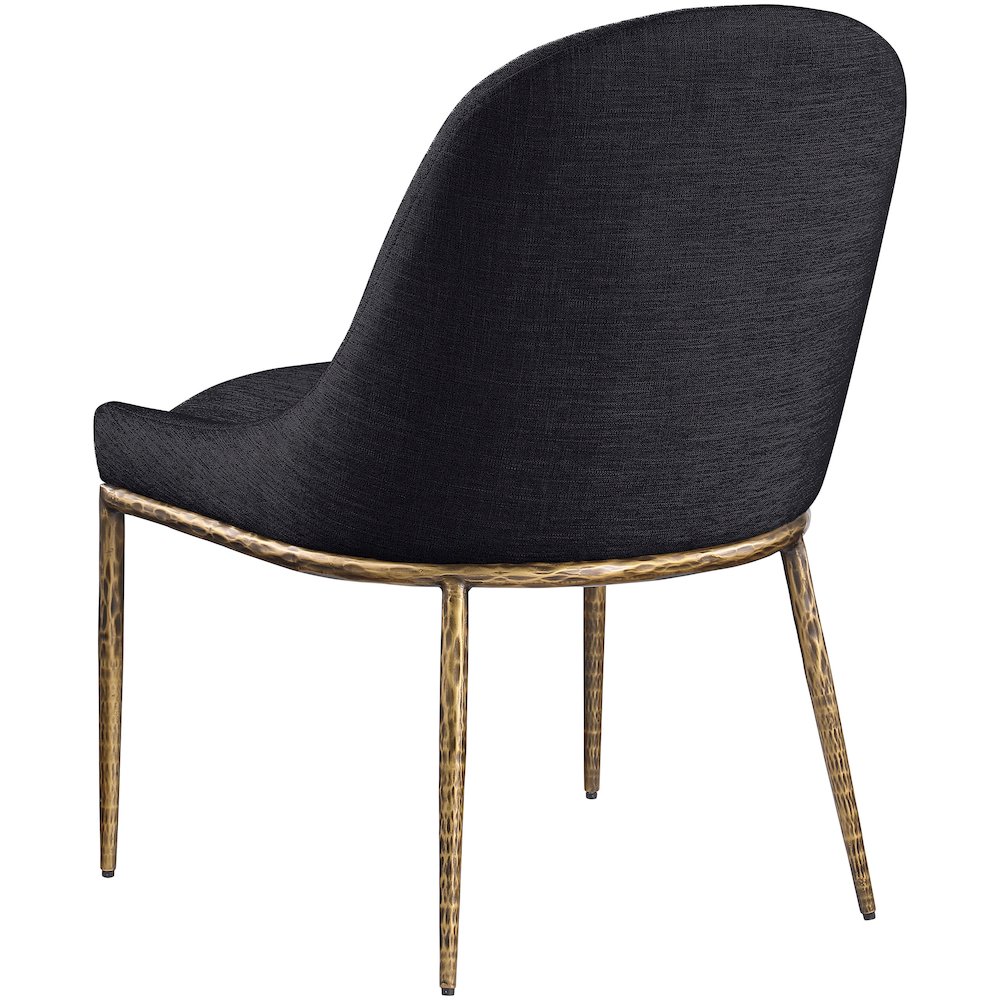 Ferro Black Linen Textured Performance Fabric Upholstered Dining Side Chair. Picture 6