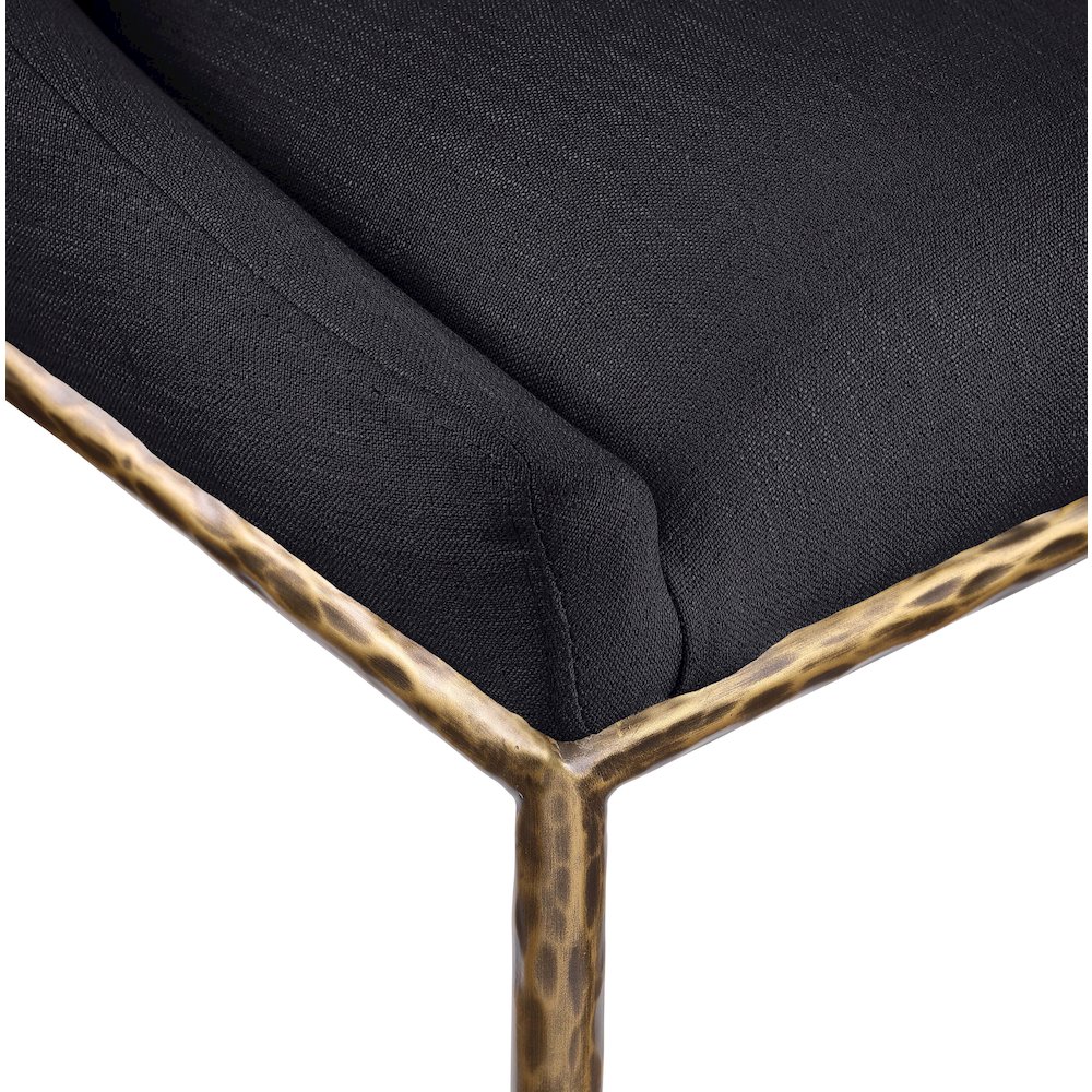 Ferro Black Linen Textured Performance Fabric Upholstered Dining Side Chair. Picture 7