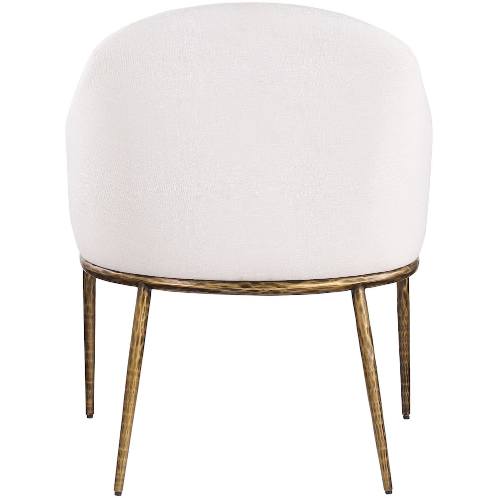 Ferro Cream Linen Textured Performance Fabric Upholstered Dining Arm Chair. Picture 5