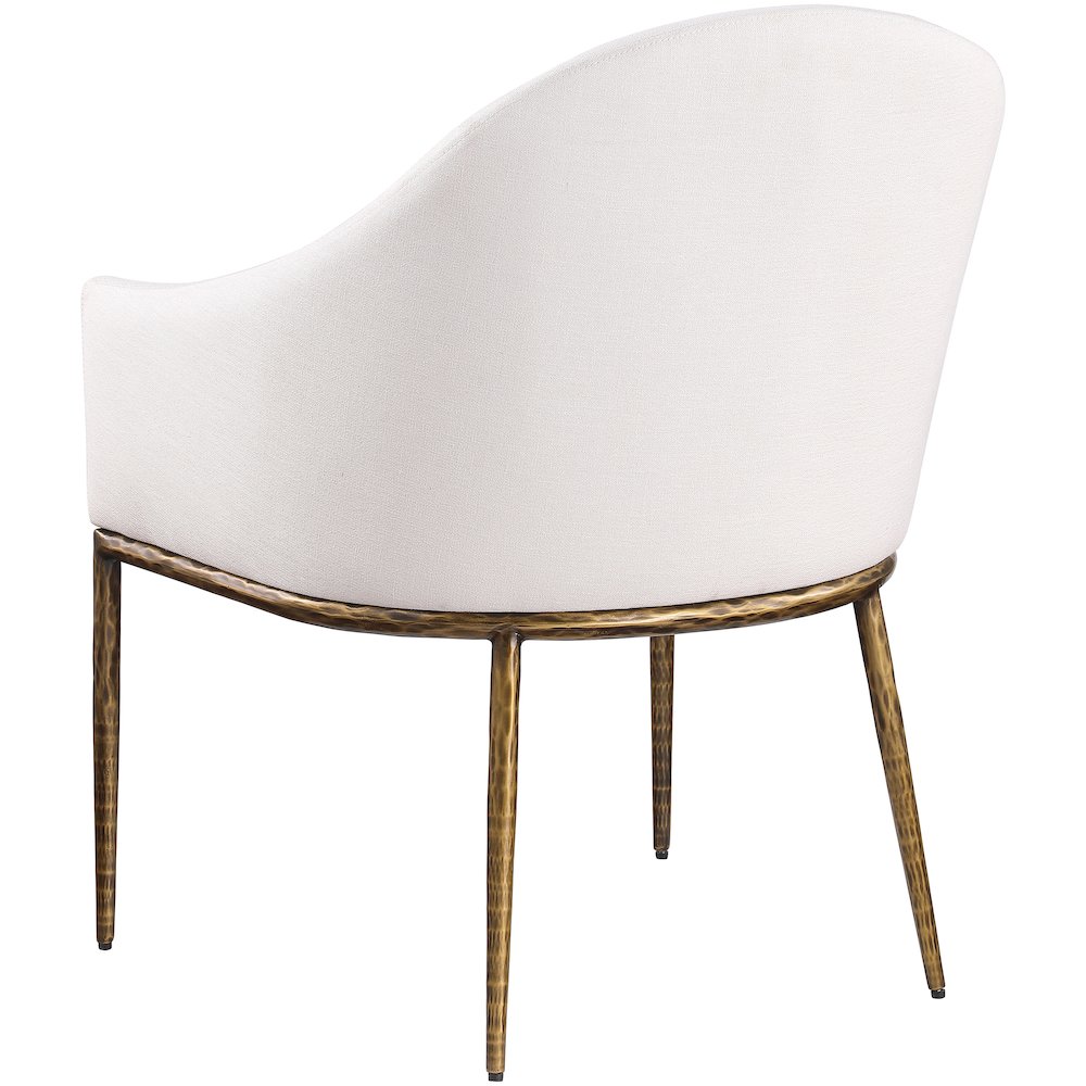 Ferro Cream Linen Textured Performance Fabric Upholstered Dining Arm Chair. Picture 6