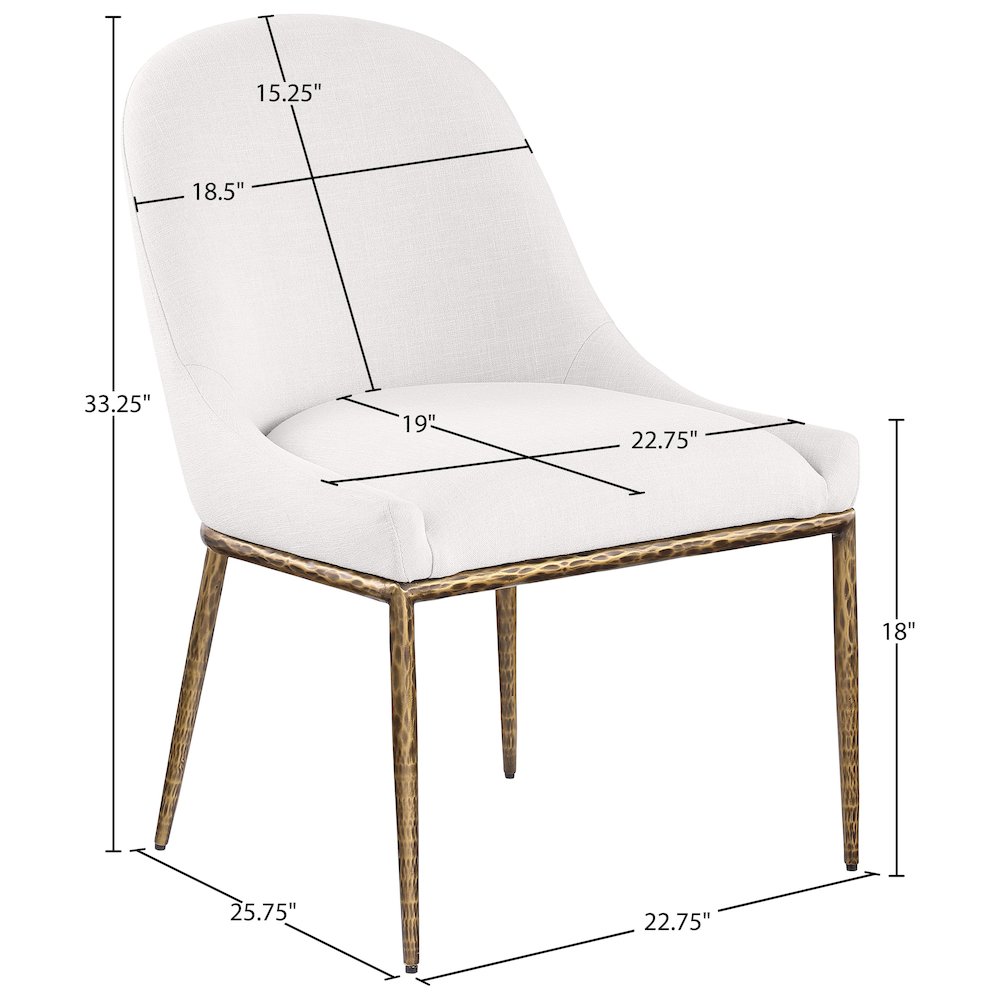 Ferro Cream Linen Textured Performance Fabric Upholstered Dining Side Chair. Picture 7