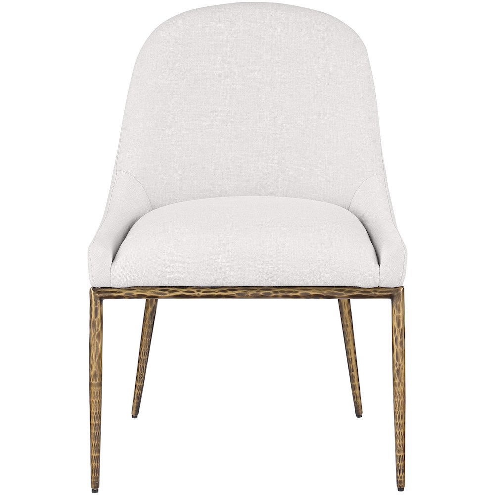 Ferro Cream Linen Textured Performance Fabric Upholstered Dining Side Chair. Picture 2