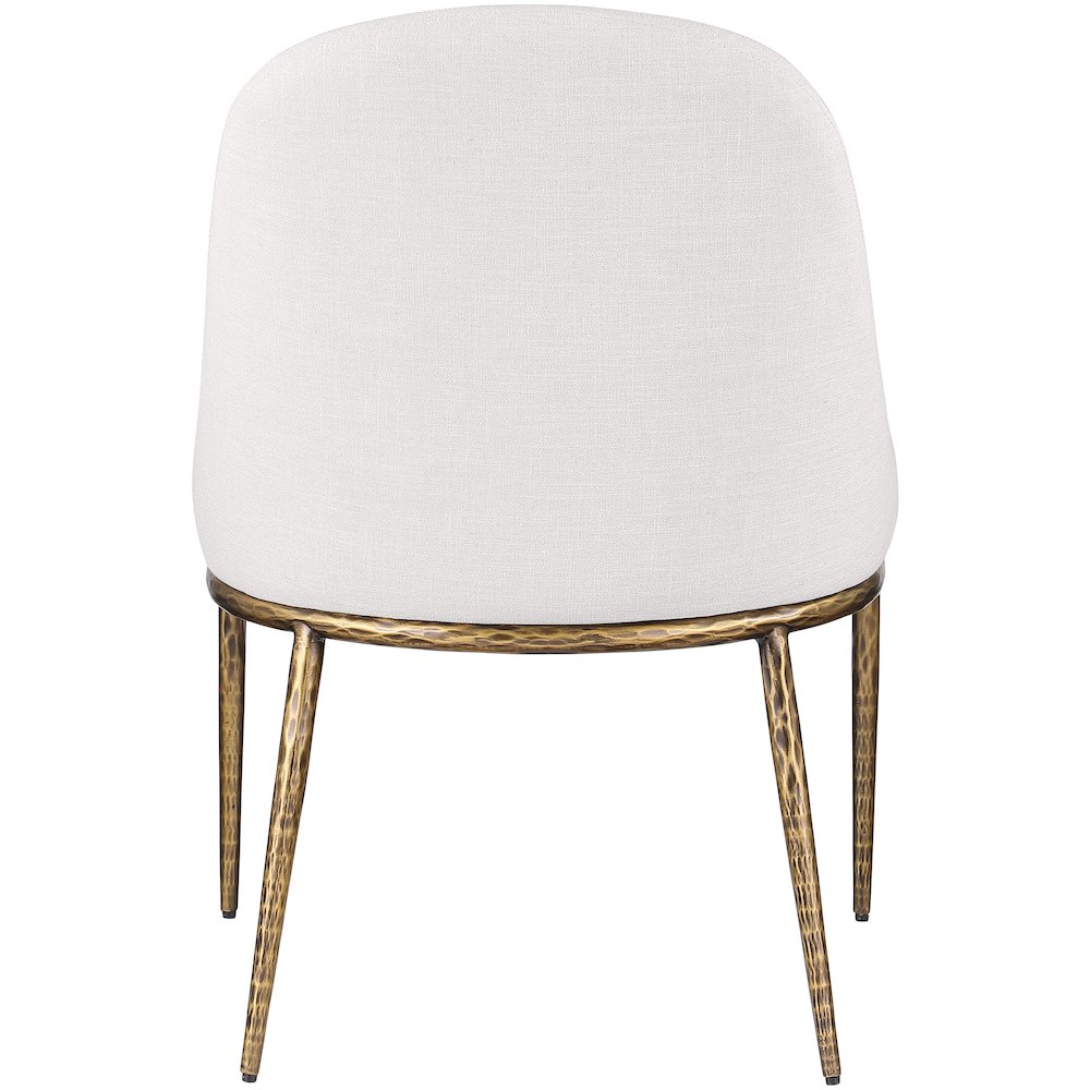 Ferro Cream Linen Textured Performance Fabric Upholstered Dining Side Chair. Picture 5