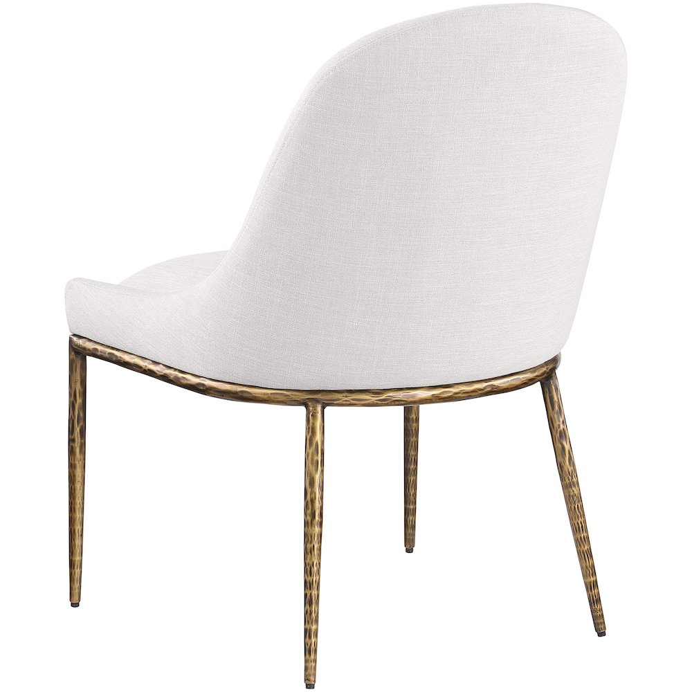 Ferro Cream Linen Textured Performance Fabric Upholstered Dining Side Chair. Picture 6