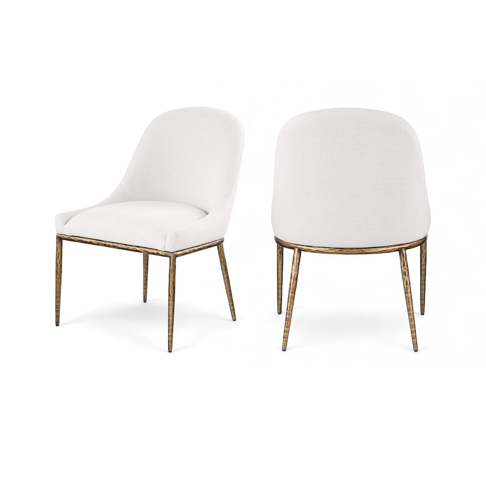 Ferro Cream Linen Textured Performance Fabric Upholstered Dining Side Chair. Picture 9