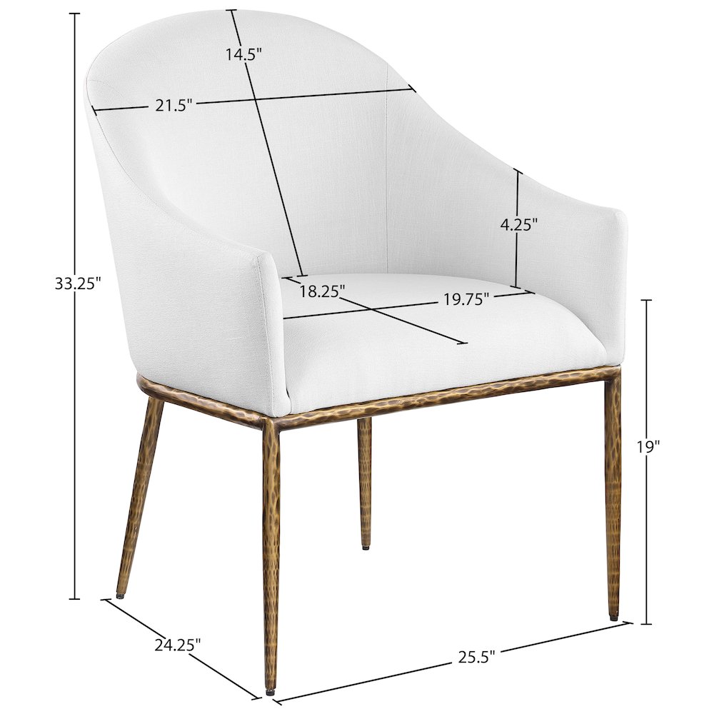 Ferro White Linen Textured Performance Fabric Upholstered Dining Arm Chair. Picture 7