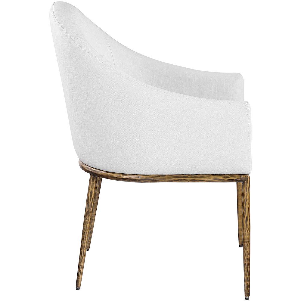 Ferro White Linen Textured Performance Fabric Upholstered Dining Arm Chair. Picture 4