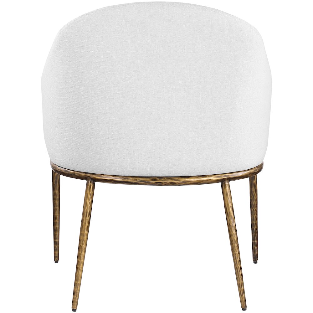 Ferro White Linen Textured Performance Fabric Upholstered Dining Arm Chair. Picture 5