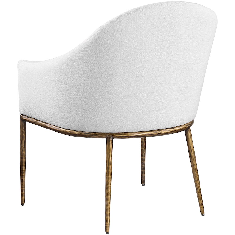 Ferro White Linen Textured Performance Fabric Upholstered Dining Arm Chair. Picture 6