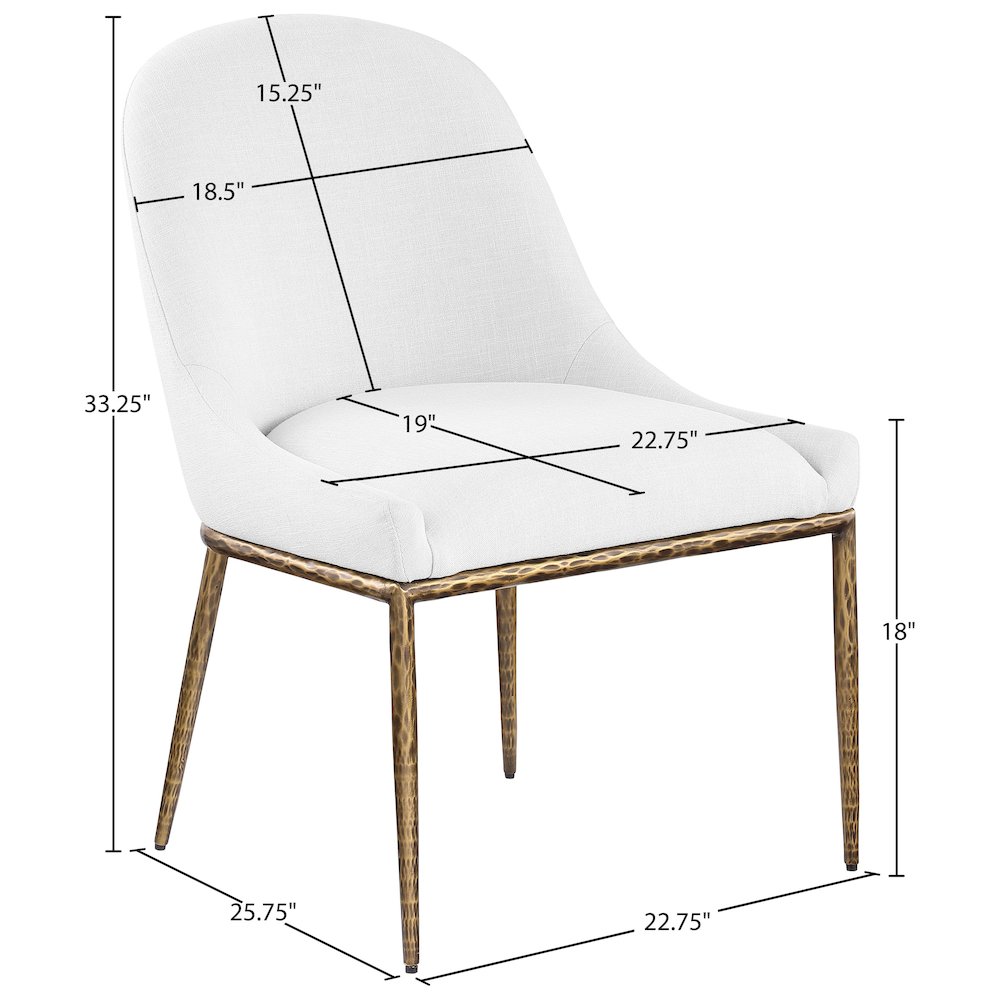 Ferro White Linen Textured Performance Fabric Upholstered Dining Side Chair. Picture 7