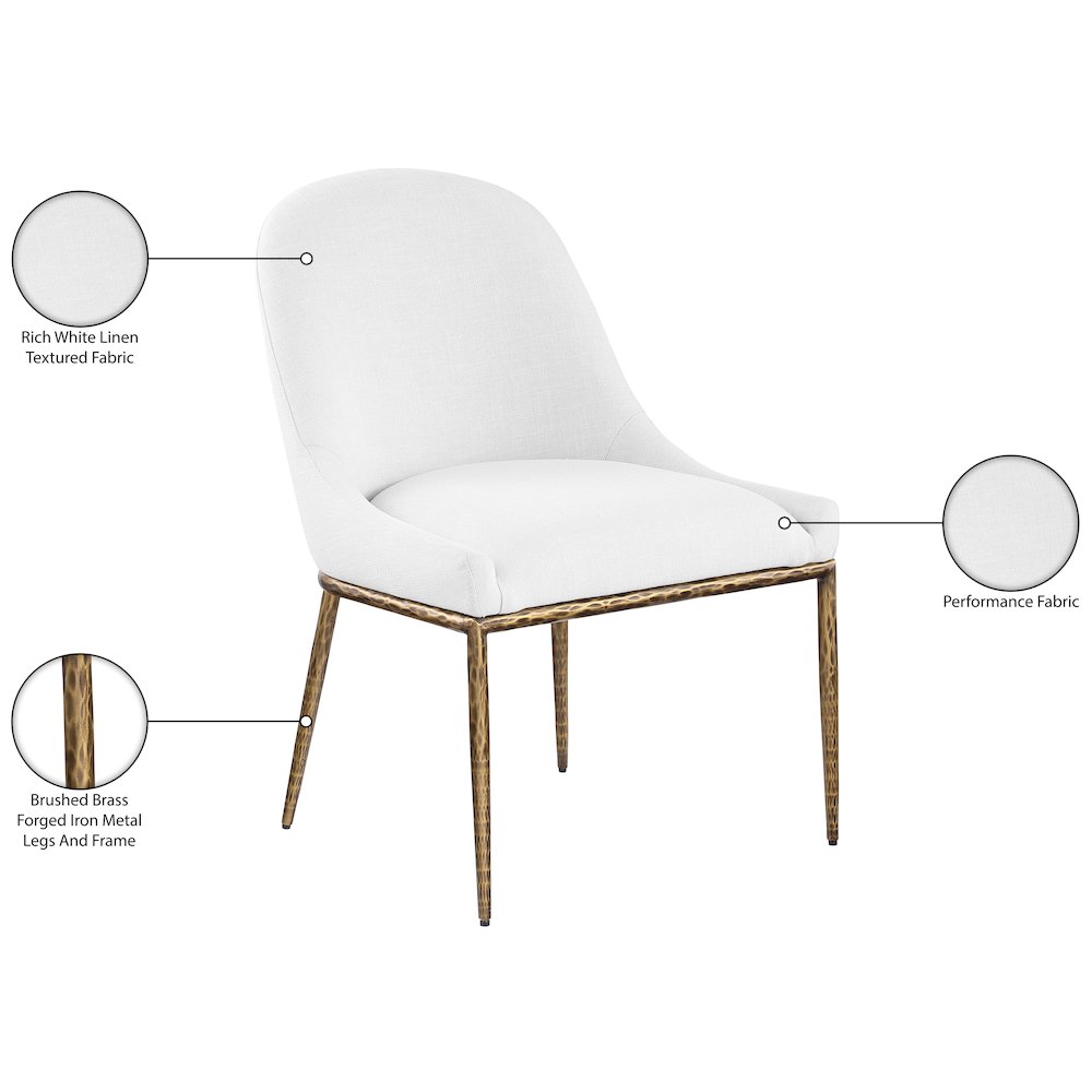 Ferro White Linen Textured Performance Fabric Upholstered Dining Side Chair. Picture 8