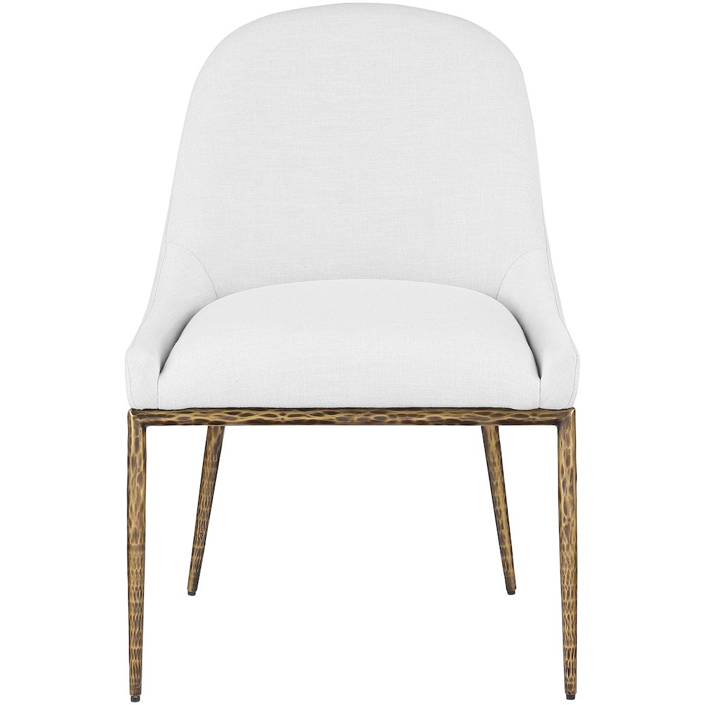 Ferro White Linen Textured Performance Fabric Upholstered Dining Side Chair. Picture 3