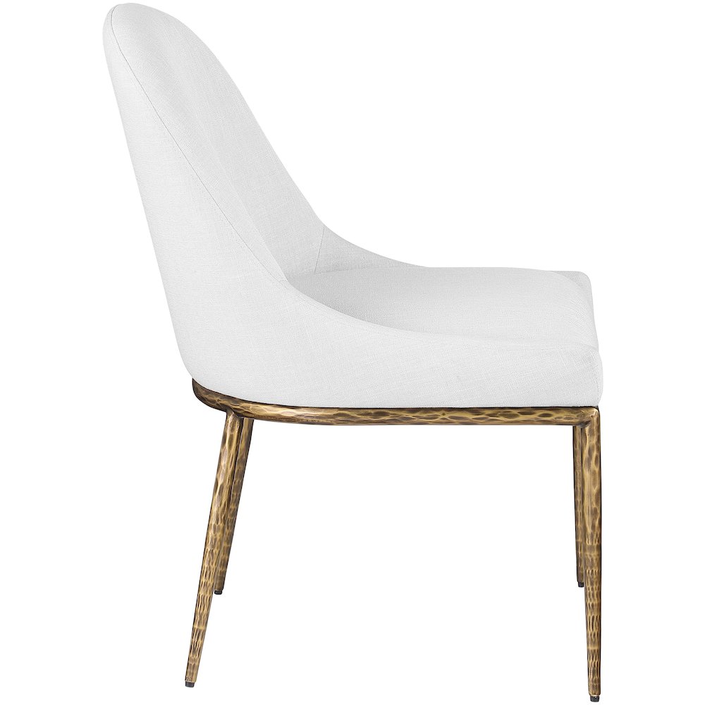 Ferro White Linen Textured Performance Fabric Upholstered Dining Side Chair. Picture 4
