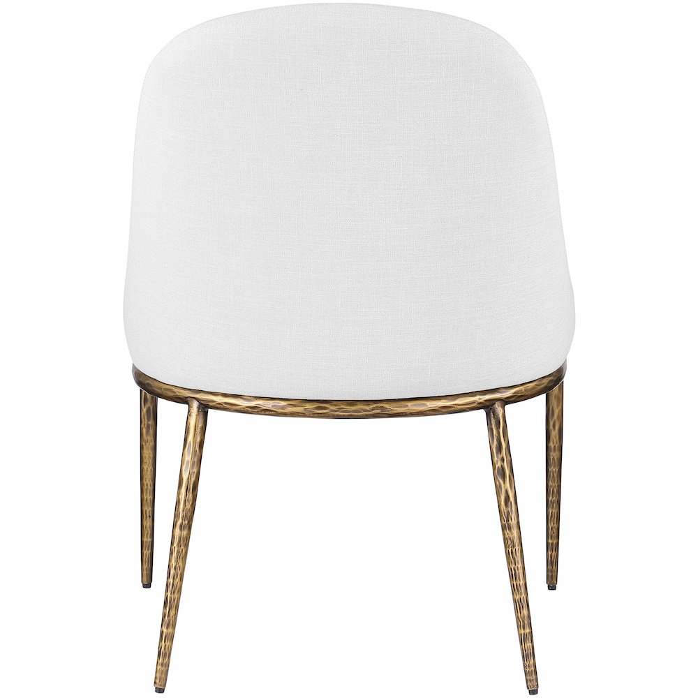 Ferro White Linen Textured Performance Fabric Upholstered Dining Side Chair. Picture 5