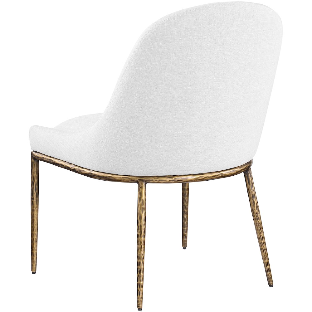 Ferro White Linen Textured Performance Fabric Upholstered Dining Side Chair. Picture 6