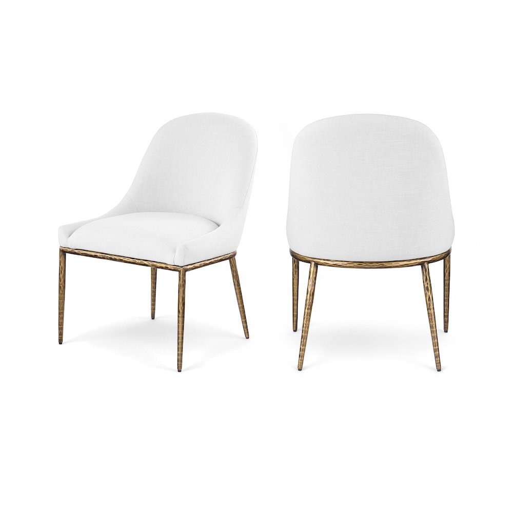 Ferro White Linen Textured Performance Fabric Upholstered Dining Side Chair. Picture 9