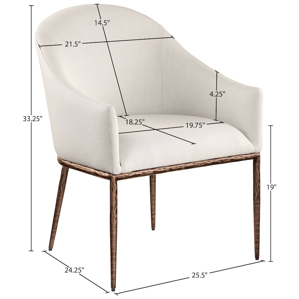 Ferro Beige Linen Textured Performance Fabric Upholstered Dining Arm Chair. Picture 7