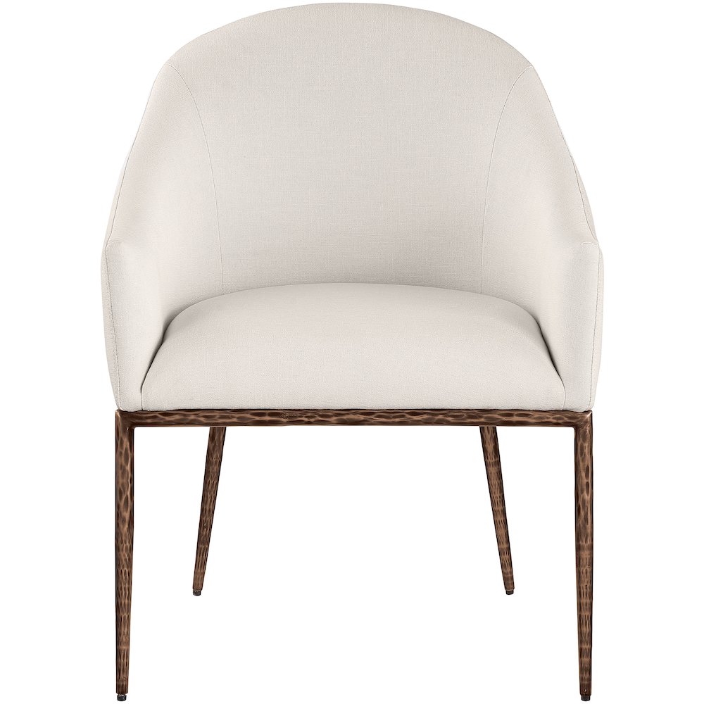 Ferro Beige Linen Textured Performance Fabric Upholstered Dining Arm Chair. Picture 3