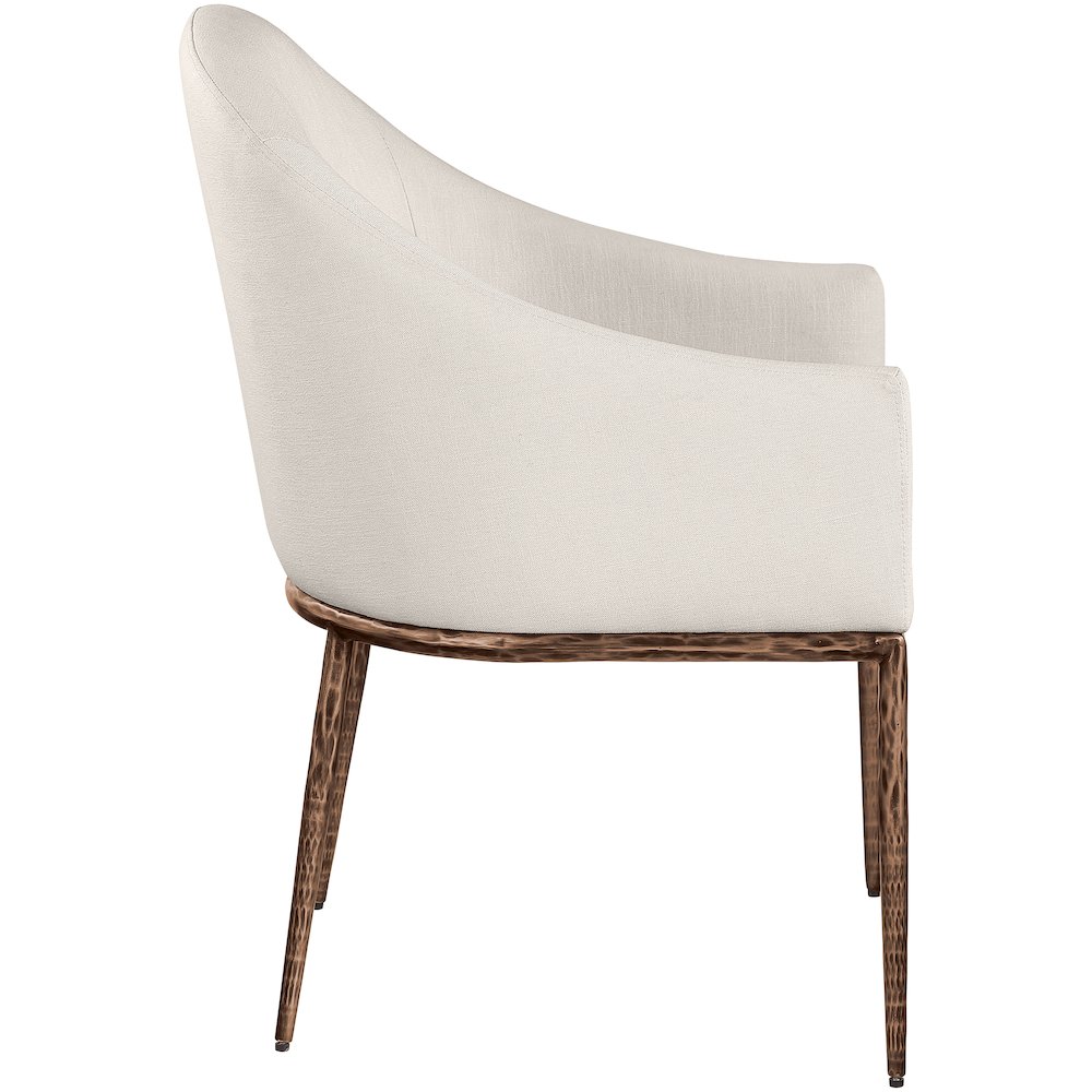Ferro Beige Linen Textured Performance Fabric Upholstered Dining Arm Chair. Picture 4