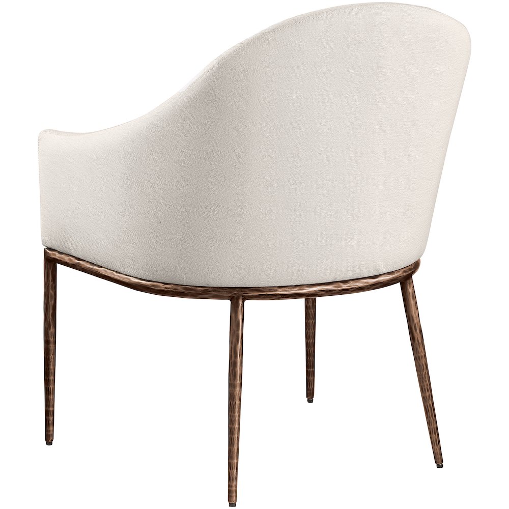 Ferro Beige Linen Textured Performance Fabric Upholstered Dining Arm Chair. Picture 6