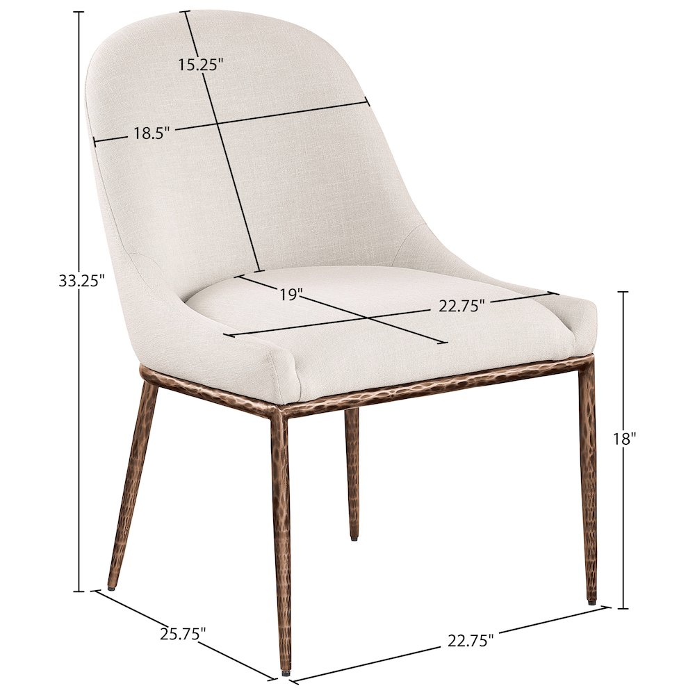 Ferro Beige Linen Textured Performance Fabric Upholstered Dining Side Chair. Picture 7