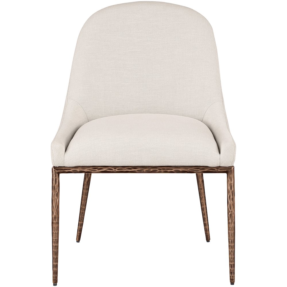 Ferro Beige Linen Textured Performance Fabric Upholstered Dining Side Chair. Picture 2